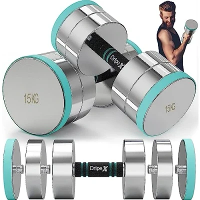 Image of Dripex Steel Adjustable Dumbbells Set 2.5kg 5kg 7.5kg 10kg 15kg 25kg Pair Hand Weights with Foam Handle for Men Women Home Gym Fitness Dumbbell Training