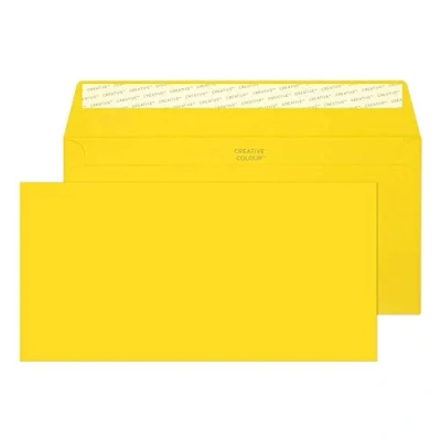 Image of Blake Creative Colour DL+ 114 x 229 mm 120 gsm Peel &amp; Seal Wallet Envelopes (203) Banana Yellow Pack of 500