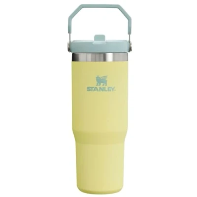 Image of Stanley IceFlow Flip Straw Tumbler with Handle 30 oz Twist On Lid and Up Leak Resistant Water Bottle Insulated Stainless Steel BPA Free Pomelo