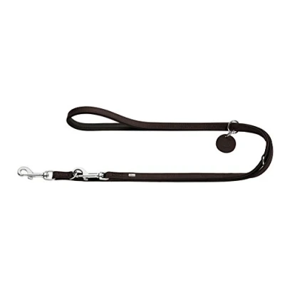 Image of HUNTER Training leash Comfort, 20/200 Soft genuine cow leather, dark brown/black