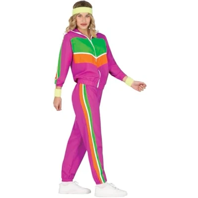 Image of FIESTAS GUIRCA 80s Gymnast Tracksuit Fancy Dress Costume Adult Women Size 10 12