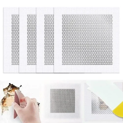 Image of Wall Repair Patch, 4 PCS 10 x 10cm Aluminum Self Adhesive Fiberglass Patch Plasterboard Quick Fix Drywall Hole For Cracks Ceiling