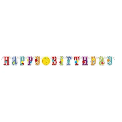 Image of Multicolor Happy Birthday Jumbo Jointed Banner with Number Stickers (2 meters) 1 Set Customizable Decoration for Fun Celebrations