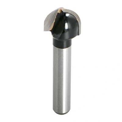 Image of Aopin Core Box Router Bit 1/2&quot; Cutting Dia 1/4&quot; Shank Double Flute Round Nose Tipped Groove Bit, Carbide, Black, Silver, 1Pcs