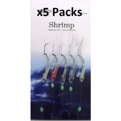 Image of 5 Packs of Shrimp Rigs (0.6mm line to 1/0 hook)
