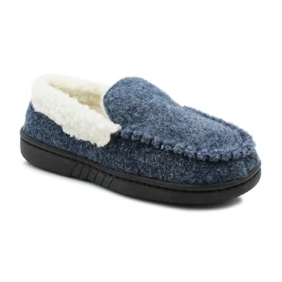 Image of IMTY Boys Kids Warm Lined Slippers Thermal Fleece Winter Slip On House Shoes (Navy, UK Footwear Size System, Big Kid, Numeric, Medium, 11)