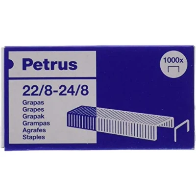 Image of Petrus Staples, for stapling up to 40 Sheets, 8 mm Long, 1000 Model 22/8 24/8, 55714