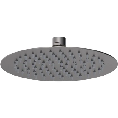 Image of nuie A7082 Arvan Modern Bathroom Round Fixed Shower Head, 200mm x 200mm, Brushed Pewter