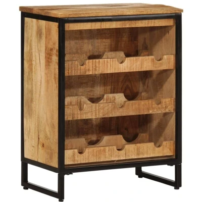 Image of vidaXL Wine Rack for 9 Bottles 55x33x70 cm Solid Wood Mango