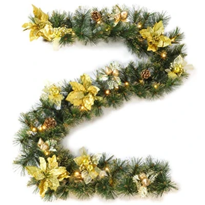 Image of Christmas Concepts® 6ft (72&quot;) Pre Lit Gold Decorated Garland With LED Lights