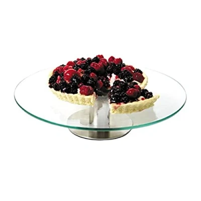 Image of 1 Tier Revolving Rotating Glass 30cm Cake Stand For Art Decorating.