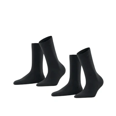 Image of FALKE Women&#039;s Softmerino Multipack W So Wool Cotton Plain 2 Pairs Socks, Grey Anthracite Melange 3089, 4 5