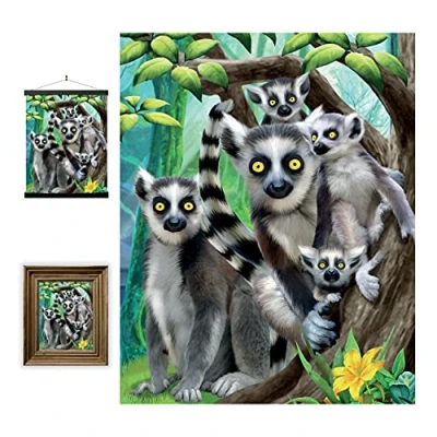 Image of 3D LiveLife Lenticular wall Art Prints Ring Tailed Lemurs from Deluxebase. Unframed Wild Animal Poster. A perfect filler. Original artwork licensed renowned artist, Michael Searle