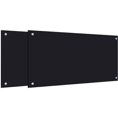 Image of vidaXL Kitchen Backsplashes 2 pcs Black 80x40 cm Tempered Glass