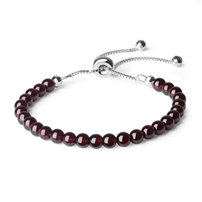 Image of COAI Women&#039;s 925 Sterling Silver Bracelet Crystal Beaded for Women Garnet