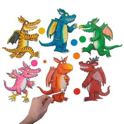 Image of Zog Build A Dragon Puzzle Game. Roll the Dice to Race &amp; Collect Your Pieces Become Champion. Includes 6 Puzzles Coloured Dice. Ages 3+. Officially Licensed Merchandise.