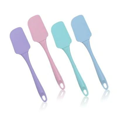 Image of G4GADGET Silicone Spatula Set of 4 High Heat Resistant Premium BPA Free Mixed Colours Seamless Design, Non Stick Rubber Stainless Steel Core, Cooking/Baking Utensil Kit for Kitchen Essentials