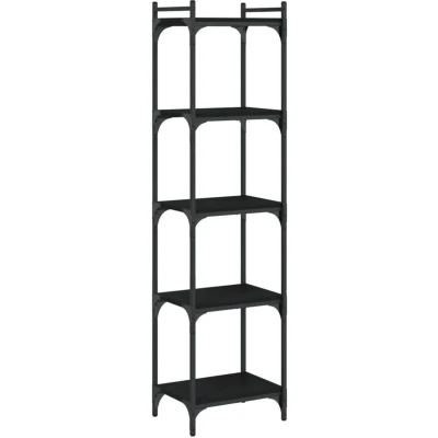 Image of vidaXL Bookcase 5 Tier Black 40x30x154 cm Engineered Wood