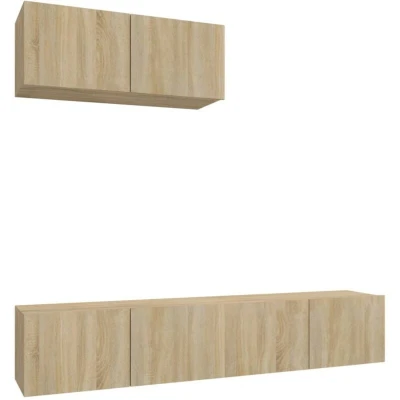 Image of vidaXL 3 Piece TV Cabinet Set Sonoma Oak Engineered Wood