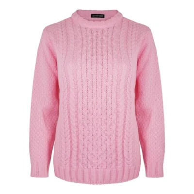 Image of Generation Fashion New Unsex Kids Girls Boys Knitted Long Sleeve Jumper Cable Knit Sweater Pullover Top Size 3 Years to 13 Years[Pink, 4YEAR]