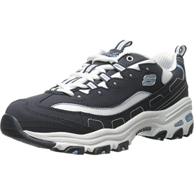 Image of Skechers Girl&#039;s D&#039;lites Biggest Fan 11930 nvw Low Top Sneakers, Blue Navy Trubuck White Mesh Carolina Trim Nvw, 3 UK