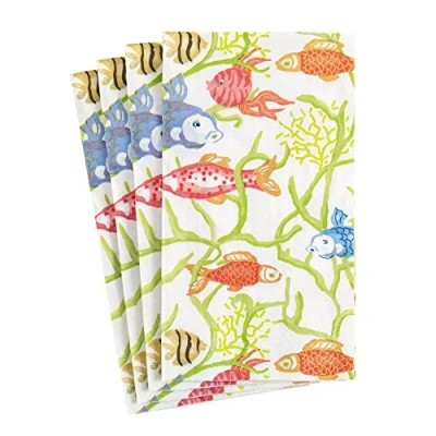Image of Caspari Tropical Reef Paper Guest Towel Napkins in White 15 Per Package