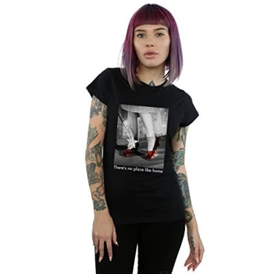 Image of Absolute Cult The Wizard of Oz Women&#039;s Ruby Slippers Photo T Shirt Black Large
