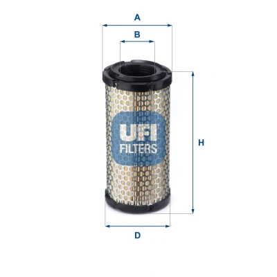 Image of 9304100163 Air Filter UFI 27.A05.00 187mm 90, 90mm Insert AIXAM: Crossline Hatchback