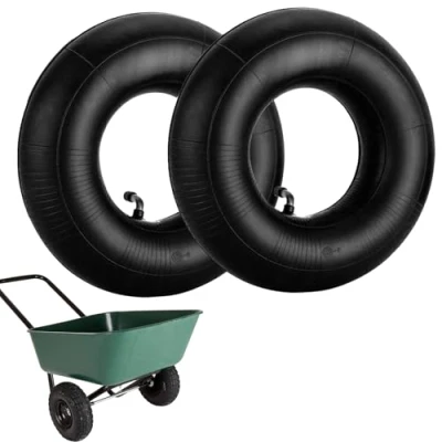 Image of 2 Pack 4.10/3.50 4&quot; Inner Tube with TR 87 Bent Valve Stem Replacement Lawn Mower Tire Tubes Wheelbarrow Tires for Garden Tractor Carts Hand Mowers Trucks