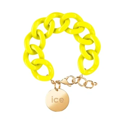 Image of ICE Jewellery chain bracelet Flashy yellow gold Chunky for women in colour with a medal (020924)