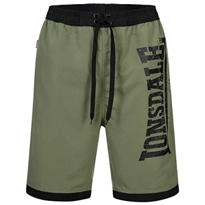 Image of Lonsdale Men&#039;s Clennell Beach Shorts, Black/Olive, XXX Large