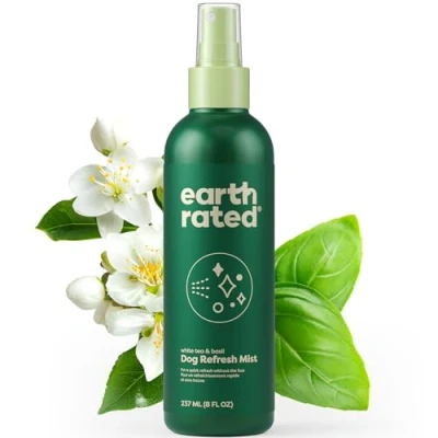 Image of Earth Rated Dog Deodorizing Spray, Conditioning &amp; Odor Eliminating Puppy Perfume, For All Coat Types, Refreshing White Tea Basil Scent, 8 oz.