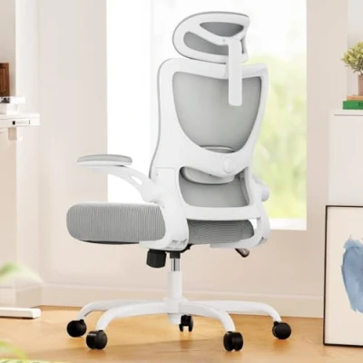 Image of Marsail Ergonomic Office Chair: Computer Desk Chair with High Back Mesh and Adjustable Lumbar Support Rolling Work Swivel Task Chairs Wheel 3D Armrests Headrest