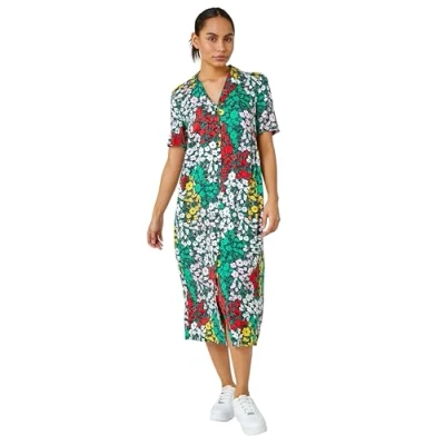 Image of Dusk Womens Ditsy Floral Midi Shirt Dress Multicolour Size 12 UK