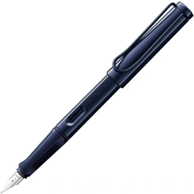 Image of LAMY safari dark dusk Fountain Pen with ergonomic grip &amp; polished steel nib in size M ideal for any Writing Calligraphy including T 10 blue cartridge Right Handed