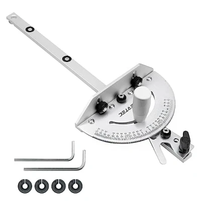 Image of POWERTEC 71143 Deluxe Miter Gauge for Table Saw Guide with 120 Angle Stops