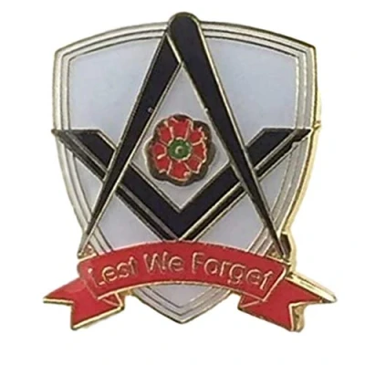 Image of Smartbadge® Masonic Lest We Forget Remembrance Poppy Lapel Pin Badge Exclusive
