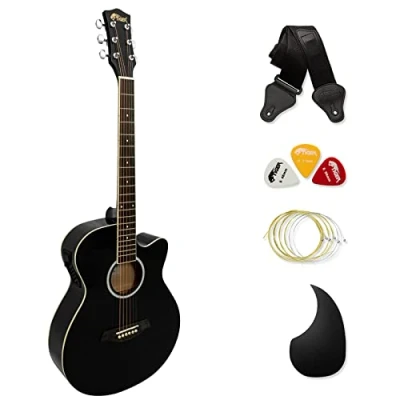 Image of Tiger Black Electro Acoustic Guitar for Beginners Now with 6 Months Free Lessons Included