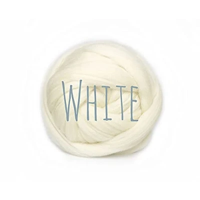 Image of Chunky Wool White for arm Knitting Blanket Weaving Felting Jumbo Yarn Giant Soft 100g (0.22lb)