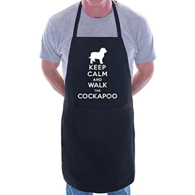 Image of Print4U Keep Calm Walk The Cockapoo Dog Lover BBQ Cooking Novelty Apron Black