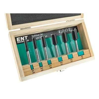 Image of ENT 09010 6 Piece Slot Cutter Set Extra Long 90 mm Carbide Tipped Bottom Z2+1 Ø 8 10 12 16 18 20 Shaft
