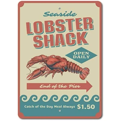 Image of Metal Tin Sign lobster shack decor lover gift New Aluminum 8x12 inches