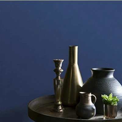 Image of SOPHIE LAURENCE Plain Linen Effect Matte Finish Textured Wallpaper Free Match (Sample Blue)