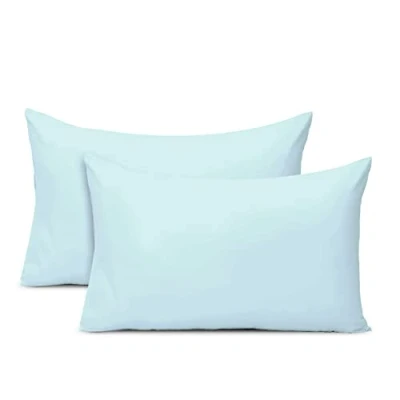 Image of Cotton Baby Blue Housewife Percale Pillowcases 2 Pack 48x74, 100% Long Staple Combed Pillow Cover, Plain Weave Standard PillowCase (Baby Cases Pack) Pizuna