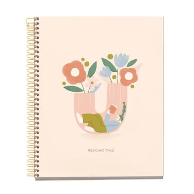Image of Miquelrius A5 notebook (148 x 210 mm), 100 squared sheets of 70 g/m², rigid cardboard cover, 4 colour bands, spiral, 2 holes, notebook, cute stationery, reading
