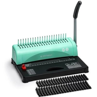 Image of OFFNOVA Binding Machine 21 Hole 450 Sheets Machine, Spiral with Starter Kit, Comb Spikes, for Daily Office Documents