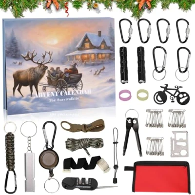 Image of 2024 Newest Survival &amp; Mechanics Advent Calendar for Men, Tools Calendar, Tool 2024, Adults Teenagers, Equipment (B)