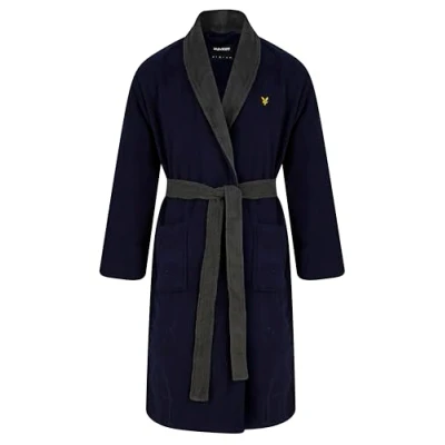 Image of Lyle &amp; Scott Mens Adrian Towelling Bathrobe Blue XL