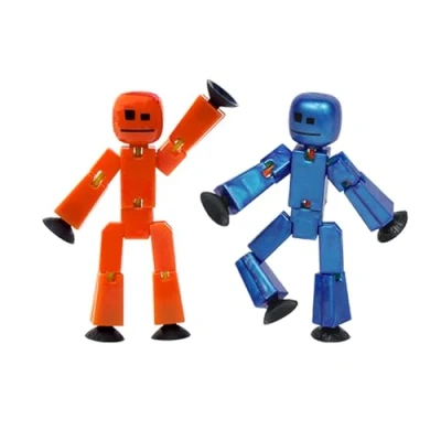 Image of Zing StikBot Dual Pack Includes 2 StikBots Collectible Action Figures and Accessories, Stop Motion Animation, Ages 4 Up (Red Orange Metallic Blue)