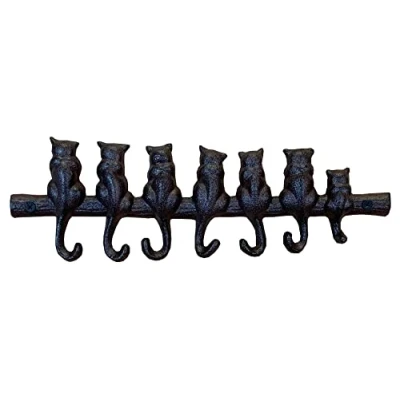 Image of Selections Cat Tail Wall Key Hook Coat Rack in Cast Iron